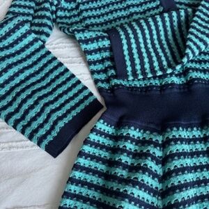 A-Line Knit Mini Dress - NEW - Color Turquoise/Navy - Size US L